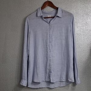 Sigfrid Olsen 100% Linen Shirt With Button Detail In The Back   Size L